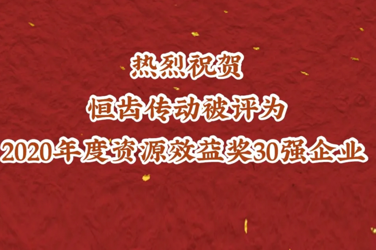 喜訊|熱烈祝賀恒齒傳動連續(xù)三年被評為資源效益獎30強